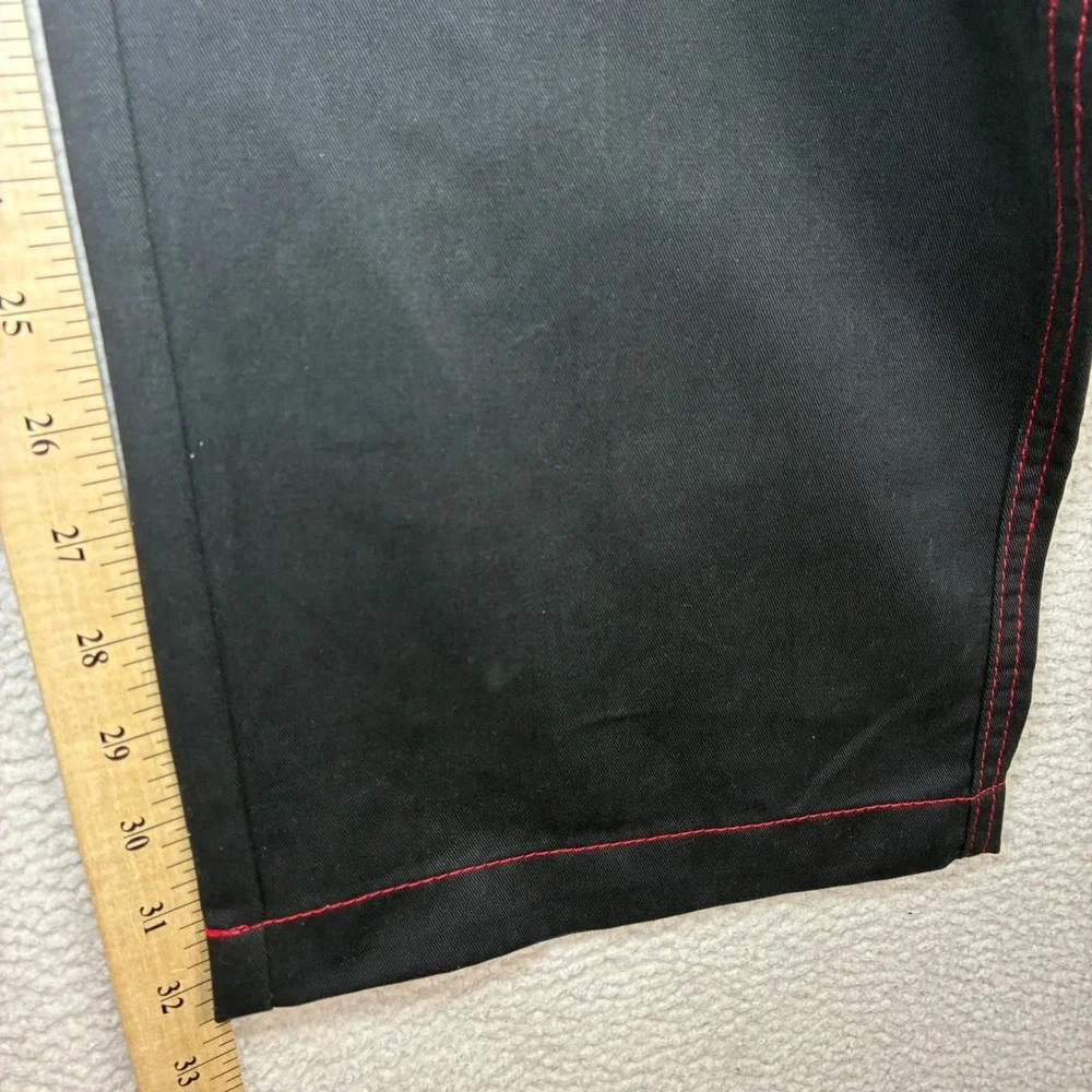 True Religion Baggy Cargo Pants Men 36x32 Black Red Straight Contrast Stitch NWT